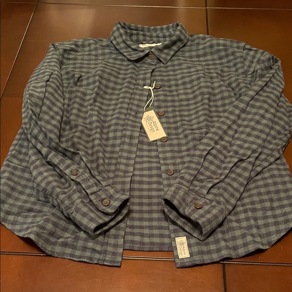 Alpine design Blue and Gray Checkered Shirt
